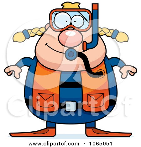 Clipart Chubby Female Scuba Diver - Royalty Free Vector Illustration by Cory Thoman