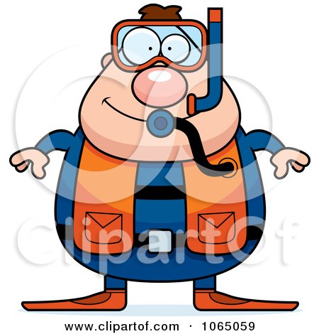 Clipart Chubby Male Scuba Diver - Royalty Free Vector Illustration by Cory Thoman