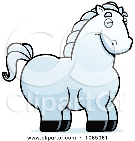 Clipart Chubby White Horse - Royalty Free Vector Illustration by Cory Thoman
