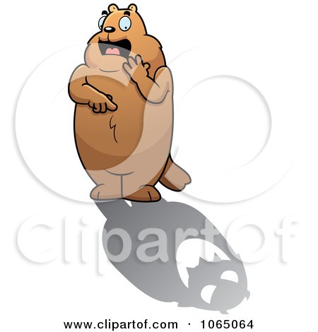 Clipart Groundhog Pointing At His Shadow - Royalty Free Vector Illustration by Cory Thoman