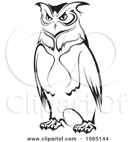 Clipart Owl Logo Black And White 5 - Royalty Free Vector Illustration by Vector Tradition SM