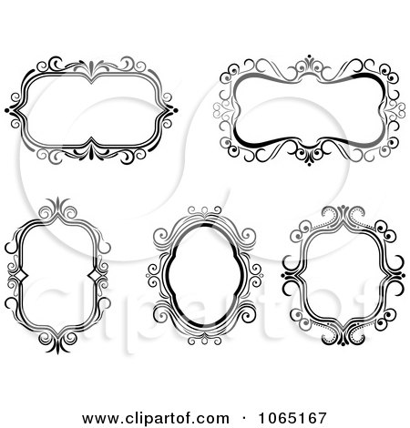 Clipart Floral Black And White Frames 6 - Royalty Free Vector Illustration by Vector Tradition SM