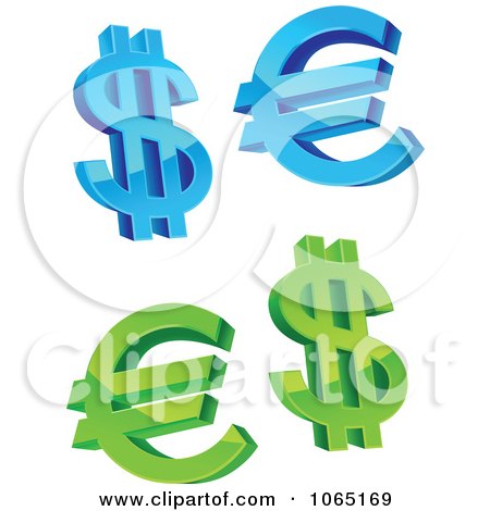 Clipart 3d Dollar And Euro Symbols - Royalty Free Vector Illustration by Vector Tradition SM