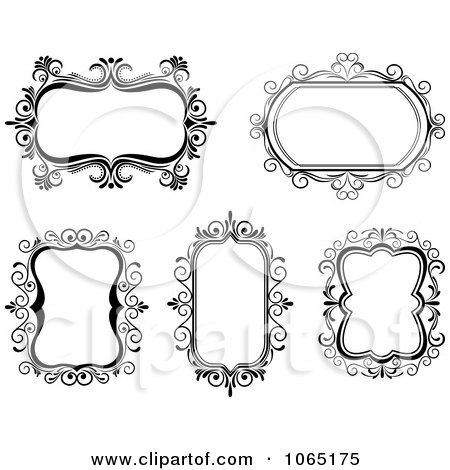 Clipart Floral Black And White Frames 5 - Royalty Free Vector Illustration by Vector Tradition SM
