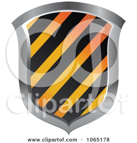 Clipart 3d Hazard Striped Shield - Royalty Free Vector Illustration by Vector Tradition SM