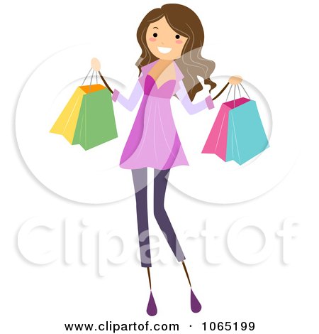 Clipart Teen Girl Carrying Shopping Bags - Royalty Free Vector Illustration by BNP Design Studio