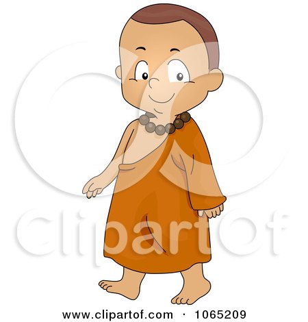 Clipart Monk Boy Walking - Royalty Free Vector Illustration by BNP Design Studio