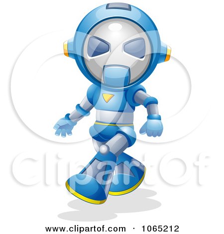 Clipart Blue Robot Walking - Royalty Free Vector Illustration by BNP Design Studio