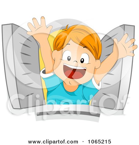 Clipart Boy Popping Out Of A Window - Royalty Free Vector Illustration by BNP Design Studio
