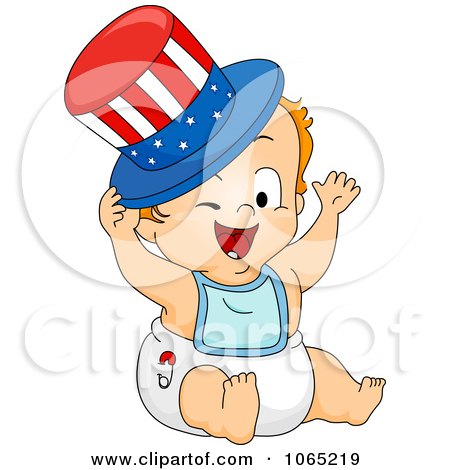 Clipart American Baby With A Top Hat - Royalty Free Vector Illustration by BNP Design Studio