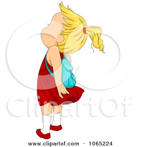 Clipart School Girl In The Wind - Royalty Free Vector Illustration by BNP Design Studio