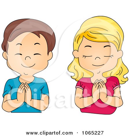 Clipart Boy And Girl Praying - Royalty Free Vector Illustration by BNP Design Studio