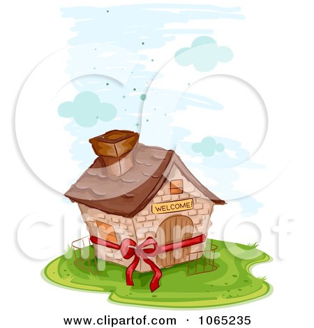 Clipart Bow Around A New House - Royalty Free Vector Illustration by BNP Design Studio