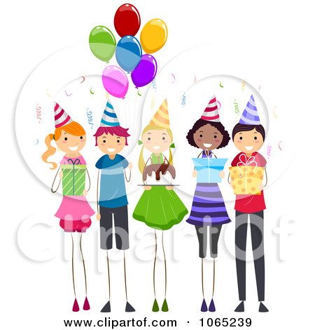 Clipart Children At A Birthday Party - Royalty Free Vector Illustration by BNP Design Studio