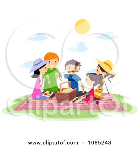 Clipart Stick People Having A Picnic - Royalty Free Vector Illustration by BNP Design Studio