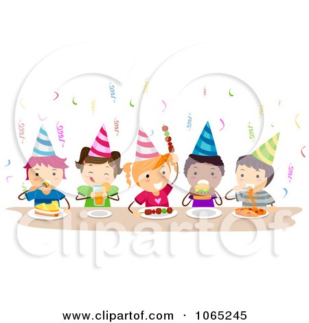 Clipart Birthday Kids Eating - Royalty Free Vector Illustration by BNP Design Studio