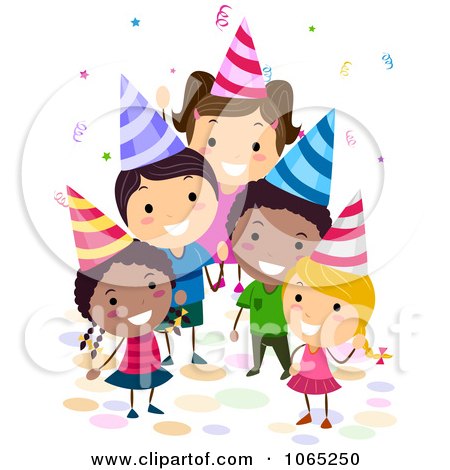 Clipart Birthday Kids Waving - Royalty Free Vector Illustration by BNP Design Studio
