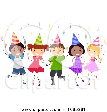 Clipart Birthday Kids Dancing - Royalty Free Vector Illustration by BNP Design Studio
