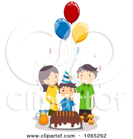 Clipart Boy Celebrating His Birthday With His Parents - Royalty Free Vector Illustration by BNP Design Studio