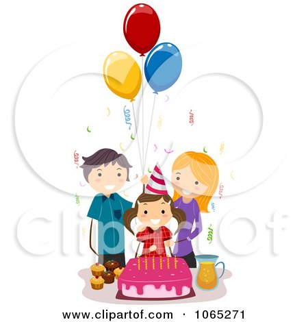 Clipart Parents Celebrating A Girls Birthday - Royalty Free Vector Illustration by BNP Design Studio