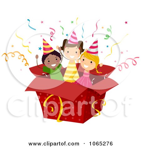 Clipart Birthday Kids In A Box - Royalty Free Vector Illustration by BNP Design Studio