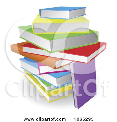 Clipart Stack Of Colorful 3d Books - Royalty Free Vector Illustration by AtStockIllustration