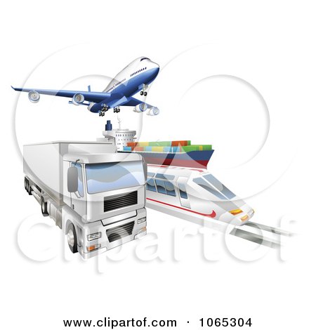Clipart 3d Logistics Vehicles - Royalty Free Vector Illustration by AtStockIllustration