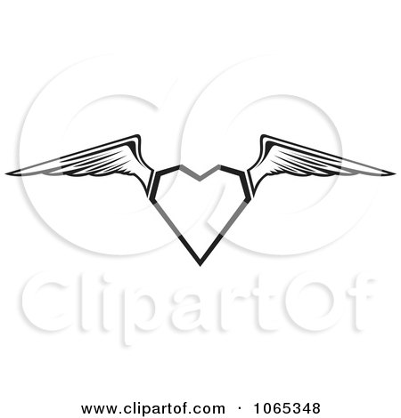 Clipart Black And White Heart Wings 2 - Royalty Free Vector Illustration by Vector Tradition SM