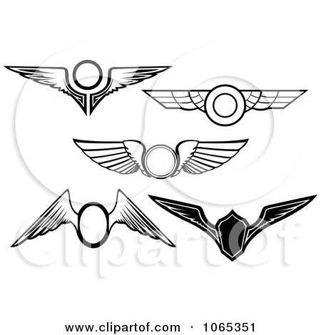 Clipart Black And White Wing Elements 2 - Royalty Free Vector Illustration by Vector Tradition SM