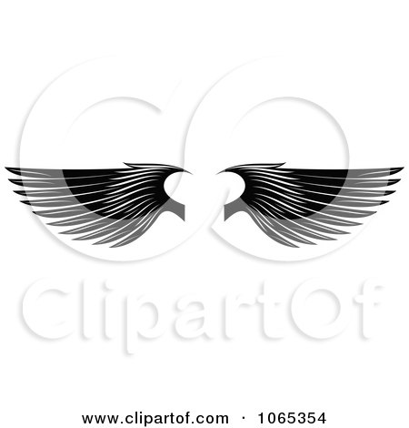 Clipart Black And White Heart Wings 1 - Royalty Free Vector Illustration by Vector Tradition SM