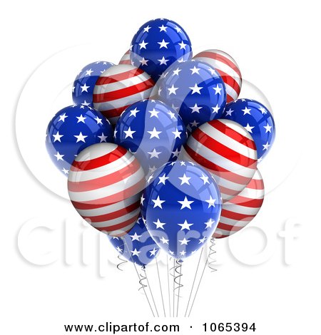 Clipart 3d Fourth Of July Helium Party Balloons 6 - Royalty Free CGI Illustration by stockillustrations