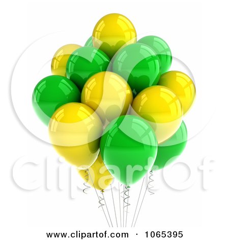 Clipart 3d Yellow And Green Helium Party Balloons - Royalty Free CGI Illustration by stockillustrations
