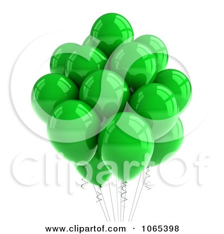 Clipart 3d Green Helium Party Balloons - Royalty Free CGI Illustration by stockillustrations