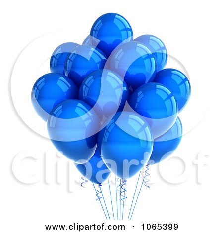 Clipart 3d Blue Helium Party Balloons - Royalty Free CGI Illustration by stockillustrations