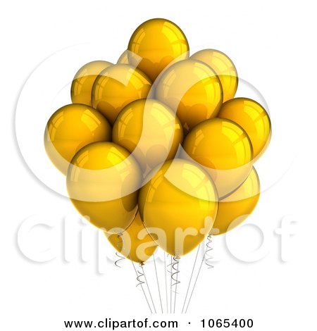 Clipart 3d Yellow Helium Party Balloons - Royalty Free CGI Illustration by stockillustrations