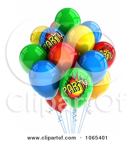 Clipart 3d Helium Party Balloons - Royalty Free CGI Illustration by stockillustrations