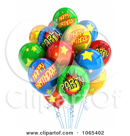Clipart 3d Happy Birthday Helium Party Balloons 2 - Royalty Free CGI Illustration by stockillustrations