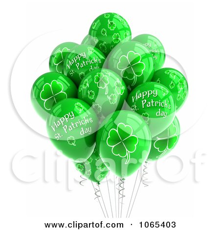 Clipart 3d St Patricks Day Helium Party Balloons - Royalty Free CGI Illustration by stockillustrations