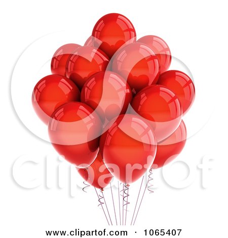 Clipart 3d Red Helium Party Balloons - Royalty Free CGI Illustration by stockillustrations