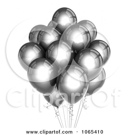 Clipart 3d Silver Helium Party Balloons - Royalty Free CGI Illustration by stockillustrations