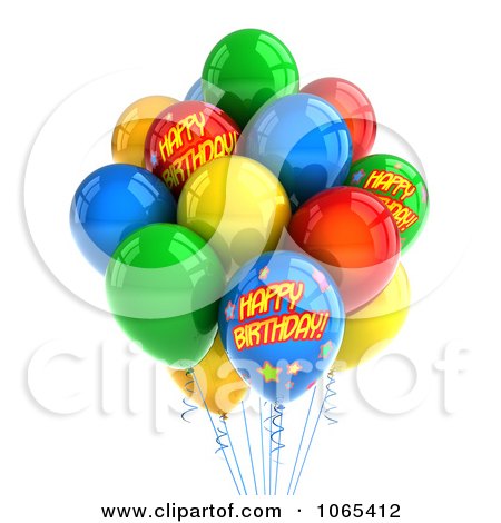 Clipart 3d Happy Birthday Helium Party Balloons 1 - Royalty Free CGI Illustration by stockillustrations