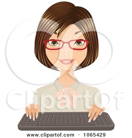 Clipart Friendly Brunette Secretary With A Keyboard 6 - Royalty Free Vector Illustration by Melisende Vector
