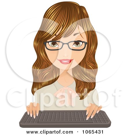 Clipart Dirty Blond Secretary With A Keyboard 4 - Royalty Free Vector Illustration by Melisende Vector