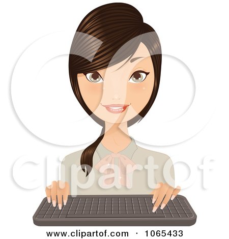 Clipart Friendly Brunette Secretary With A Keyboard 3 - Royalty Free Vector Illustration by Melisende Vector