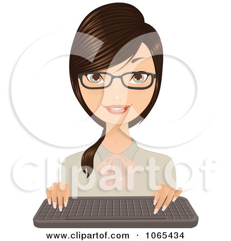 Clipart Friendly Brunette Secretary With A Keyboard 8 - Royalty Free Vector Illustration by Melisende Vector