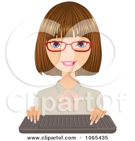 Clipart Dirty Blond Secretary With A Keyboard 3 - Royalty Free Vector Illustration by Melisende Vector