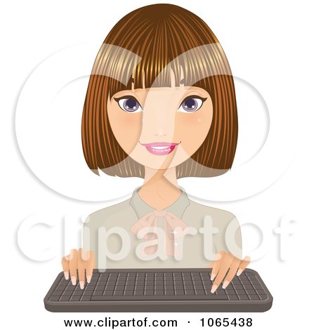 Clipart Dirty Blond Secretary With A Keyboard 1 - Royalty Free Vector Illustration by Melisende Vector