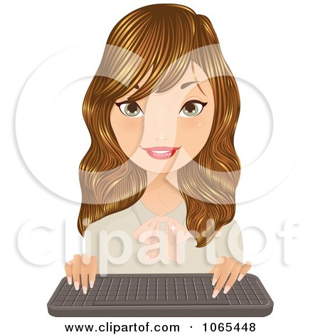 Clipart Dirty Blond Secretary With A Keyboard 2 - Royalty Free Vector Illustration by Melisende Vector