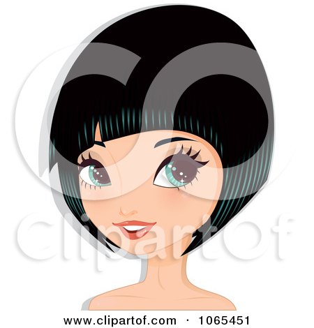 Clipart Woman With Black Hair In A Bob Cut 5 - Royalty Free Vector Illustration by Melisende Vector