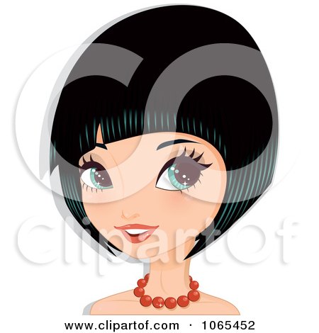 Clipart Woman With Black Hair In A Bob Cut 4 - Royalty Free Vector Illustration by Melisende Vector